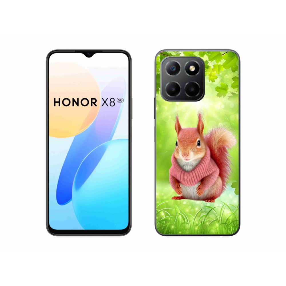Gelový kryt mmCase na Honor X8 5G - veverka ve svetru
