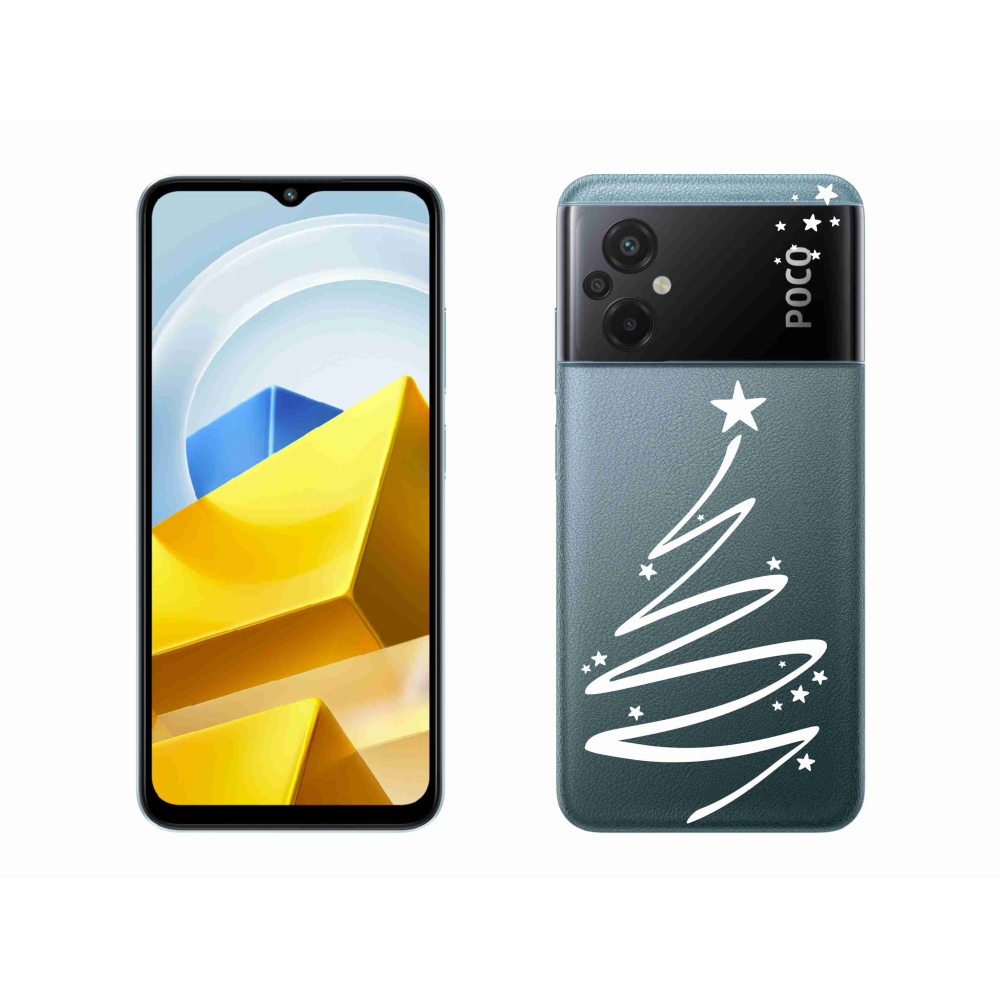 Gelový kryt mmCase na Xiaomi Poco M5 4G - bílý stromeček na průhledném pozadí