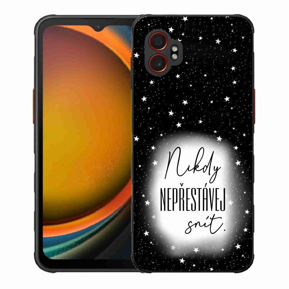 Gelový kryt mmCase na Samsung Galaxy Xcover 7 Pro - citát 1 bíločerné pozadí