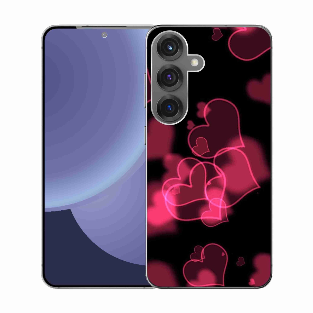 Gelový kryt mmCase na Samsung Galaxy S25 - červená srdíčka