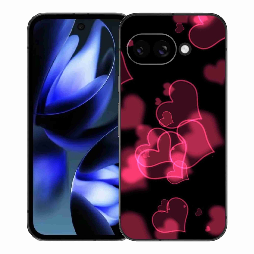 Gelový kryt mmCase na Google Pixel 9a - červená srdíčka