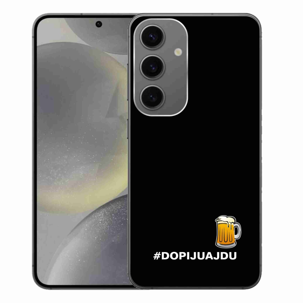 Gelový kryt mmCase na Samsung Galaxy S24+ - pivní motiv 1 černé pozadí