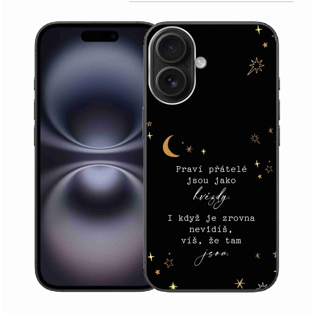 Gelový kryt mmCase na iPhone 16 - citát 6 černé pozadí