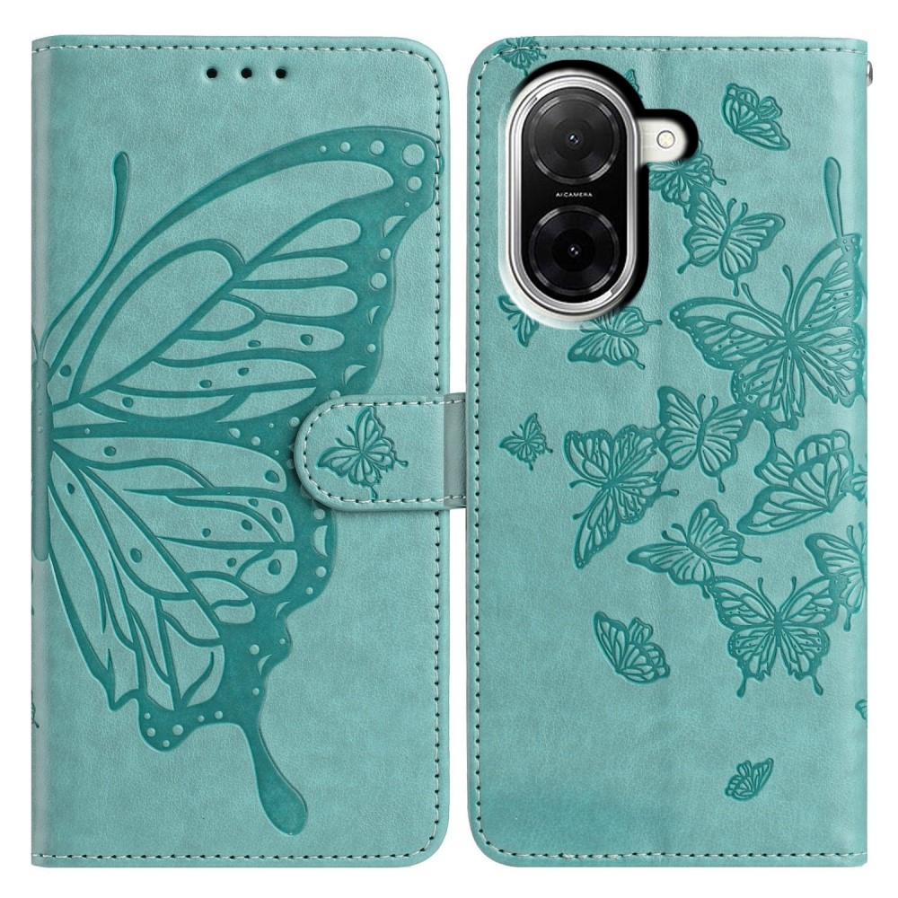 Floral Butterfly knížkové pouzdro na Xiaomi Redmi A5 (171.7x77.8x8.3mm) - modrozelené