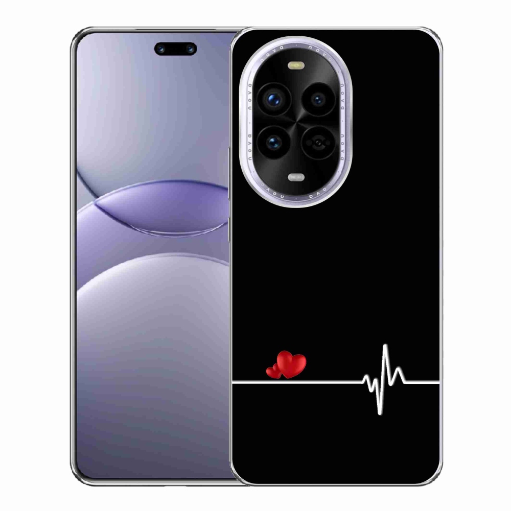 Gelový kryt mmCase na Huawei Nova 13 Pro 5G - srdce a tep černé pozadí