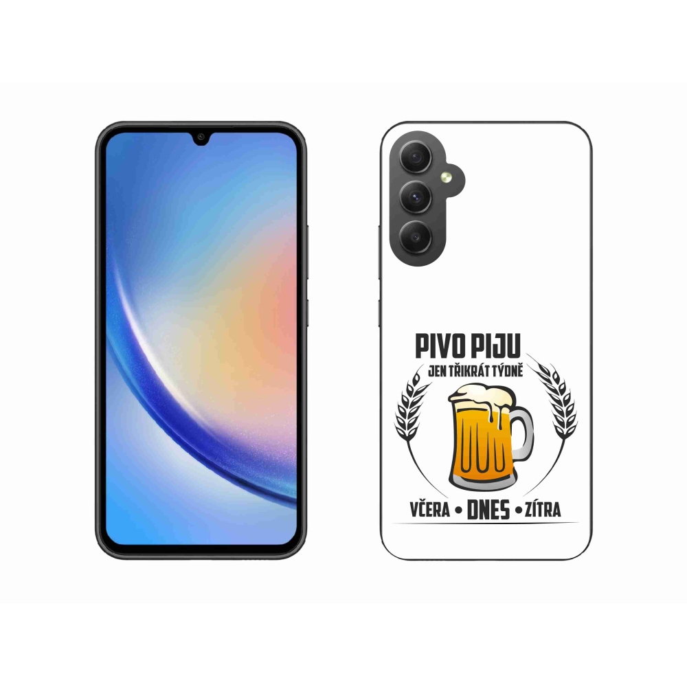 Gelový kryt mmCase na Samsung Galaxy A34 5G - pivní motiv bílé pozadí