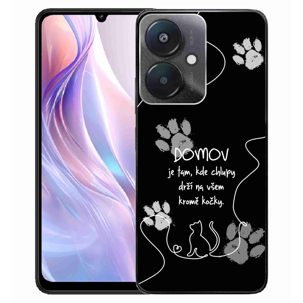 Gelový kryt mmCase na Xiaomi Redmi 13C 5G  - kočičí motiv černé pozadí