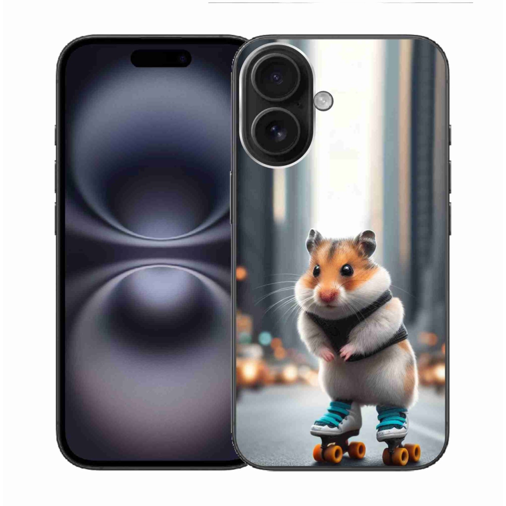Gelový kryt mmCase na iPhone 16 - křeček na bruslích