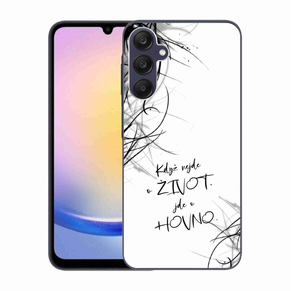 Gelový kryt mmCase na Samsung Galaxy A25 5G - vtipný text 16 bílé pozadí