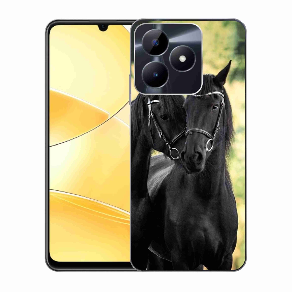 Gelový kryt mmCase na Realme C51/C53 - dva černí koně