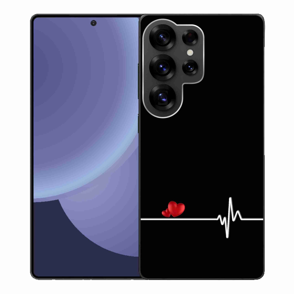 Gelový kryt mmCase na Samsung Galaxy S25 Ultra - srdce a tep černé pozadí
