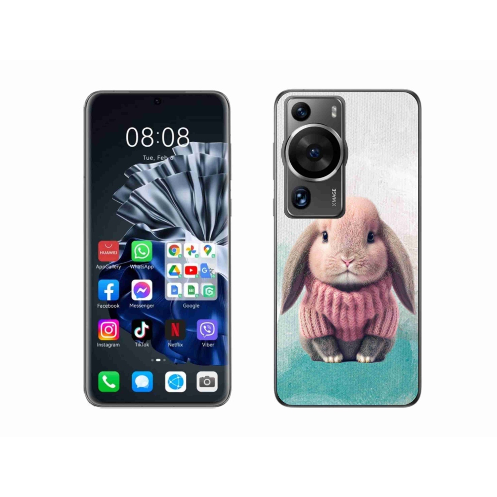Gelový kryt mmCase na Huawei P60 Pro - králíček ve svetru