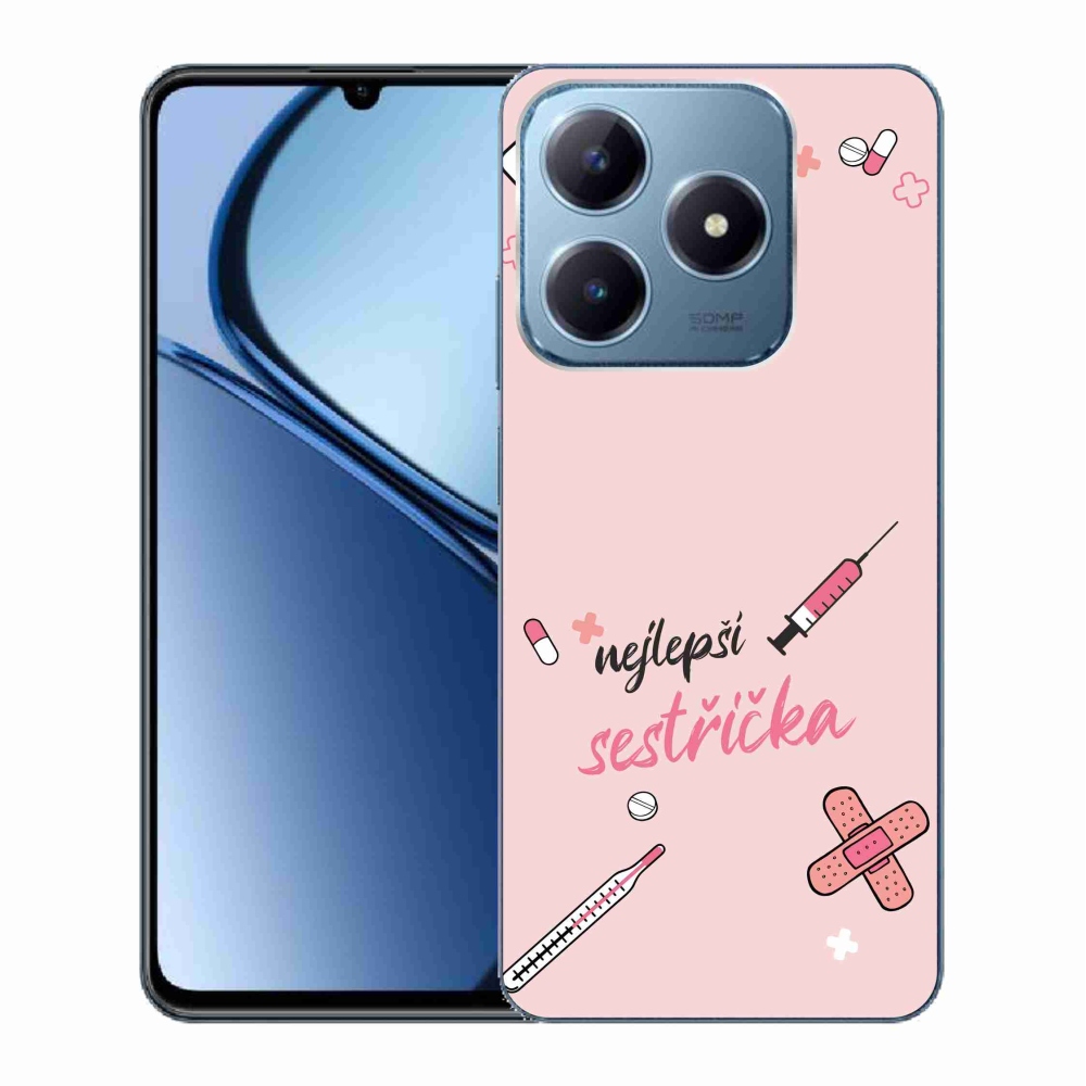 Gelový kryt mmCase na Realme C63 - nejlepší sestřička růžové pozadí