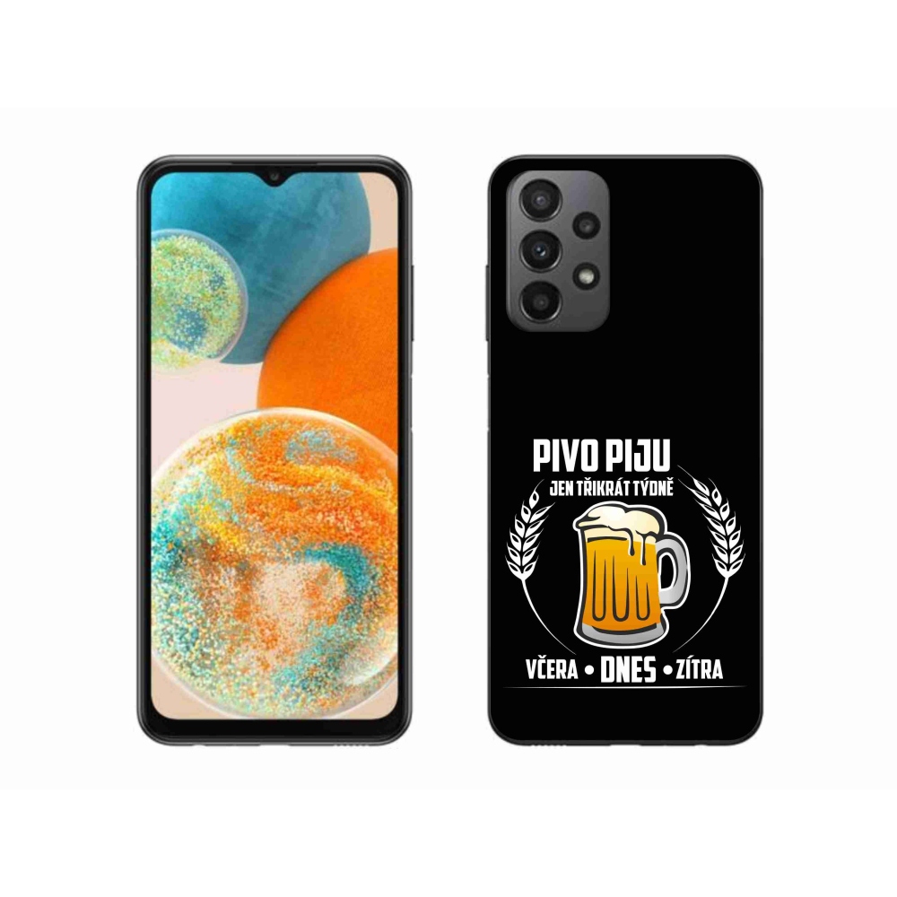 Gelový kryt mmCase na Samsung Galaxy A23 4G/5G - pivní motiv černé pozadí