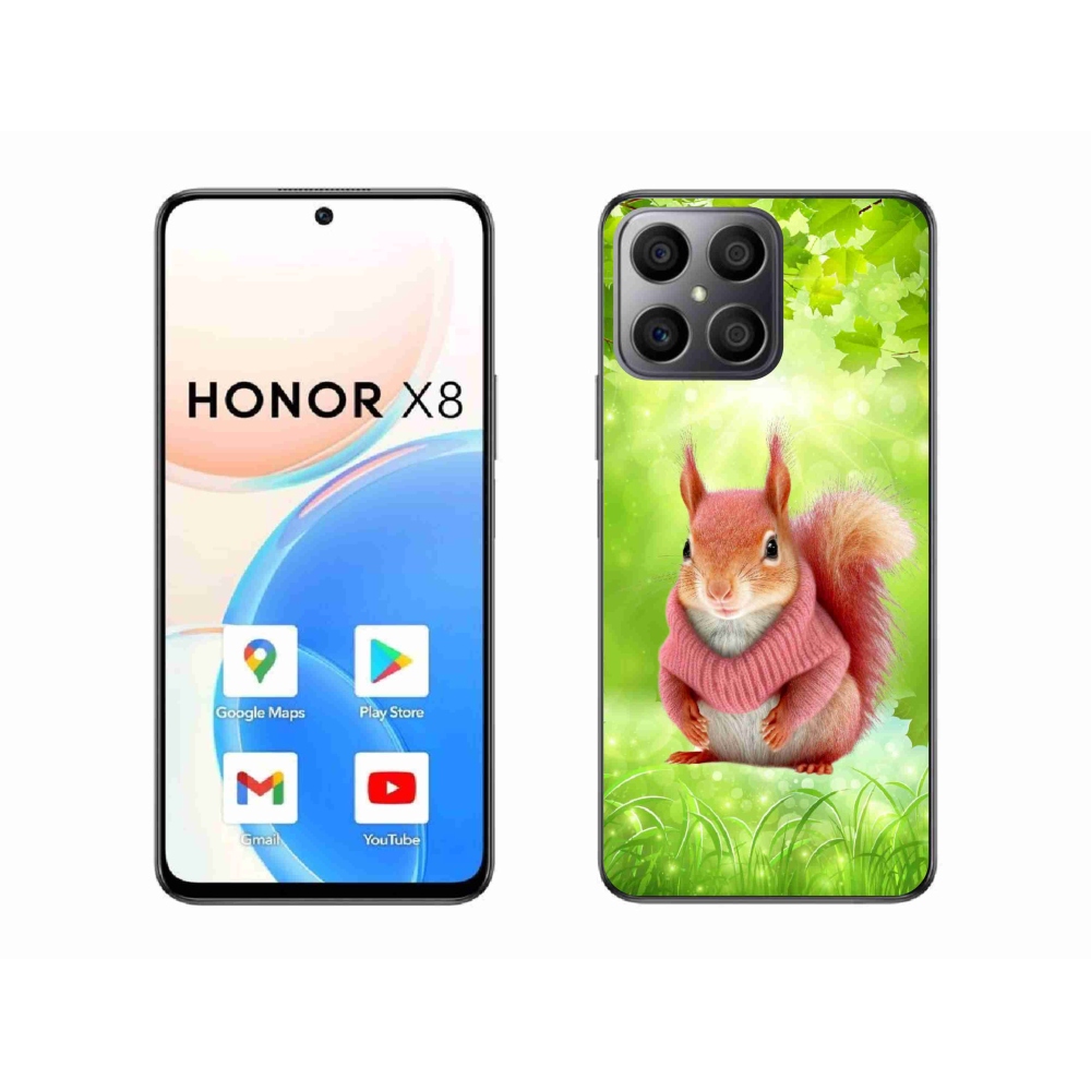 Gelový kryt mmCase na Honor X8 - veverka ve svetru