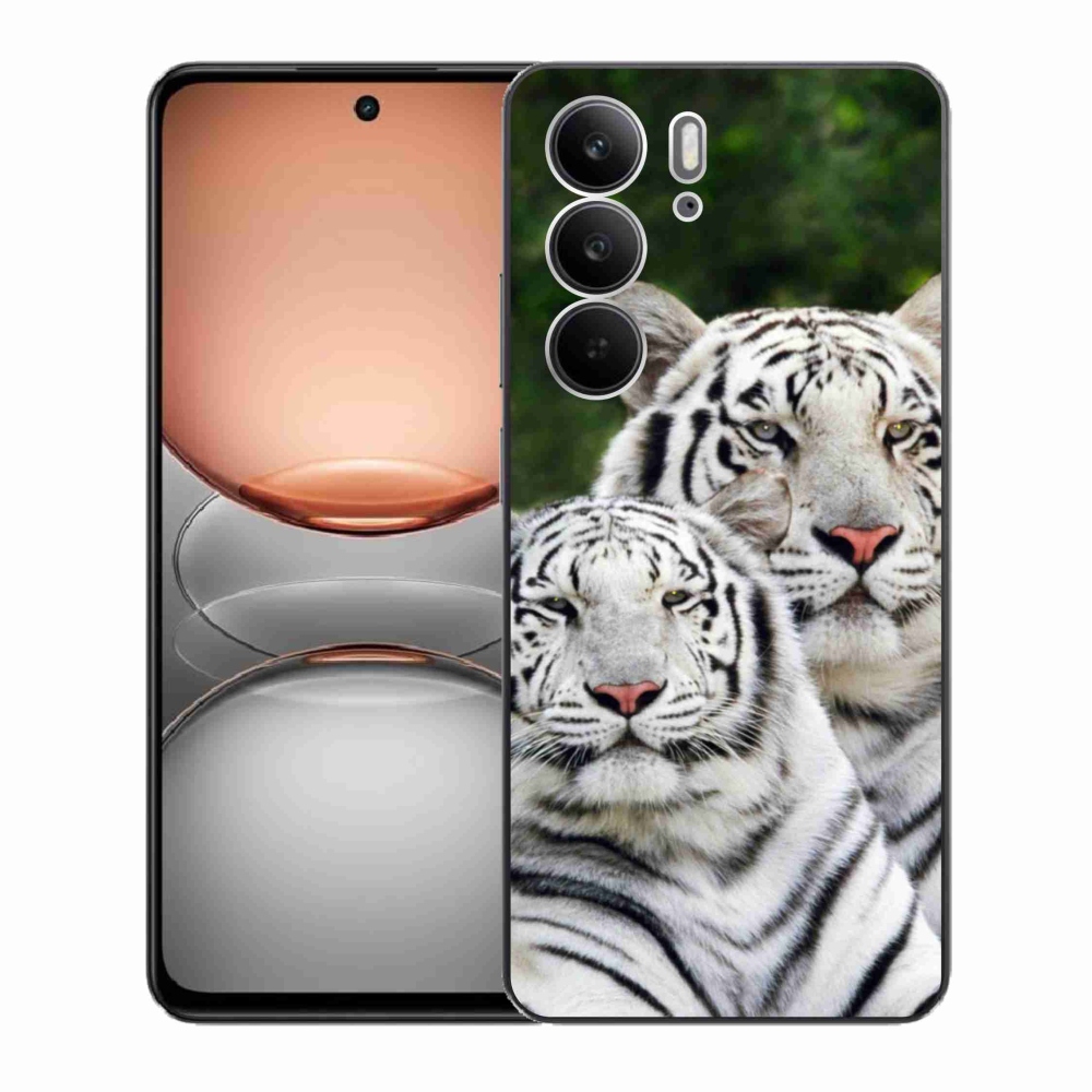Gelový kryt mmCase na Realme C75 - bílí tygři