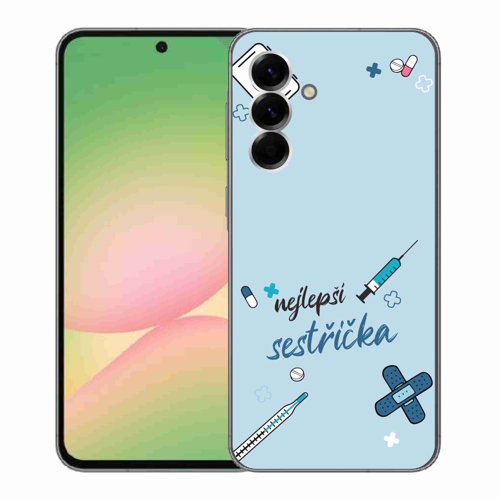 Gelový kryt mmCase na Samsung Galaxy A56 5G - nejlepší sestřička modré pozadí