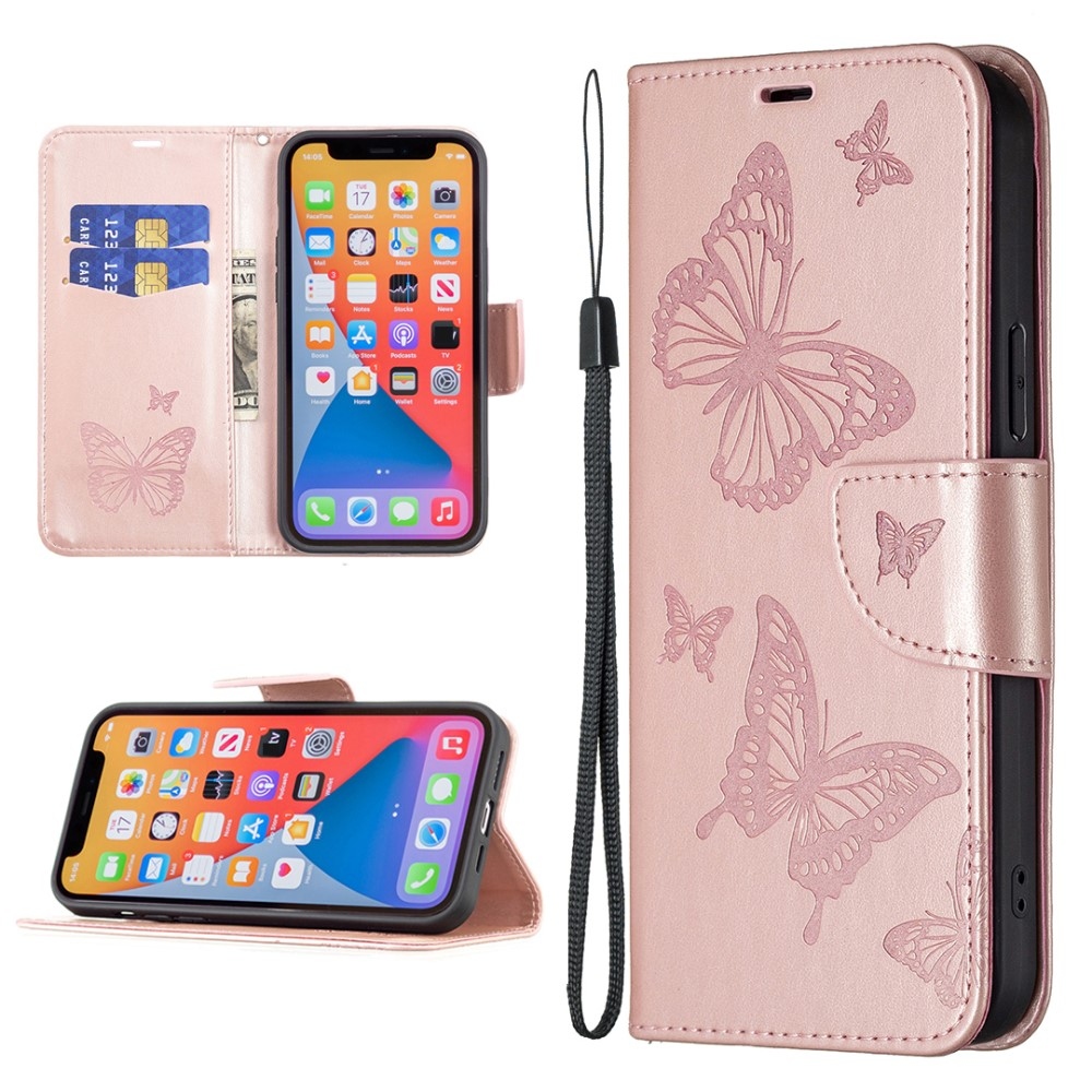 Butterfly knížkové pouzdro na Xiaomi Redmi Note 13 - růžovozlaté