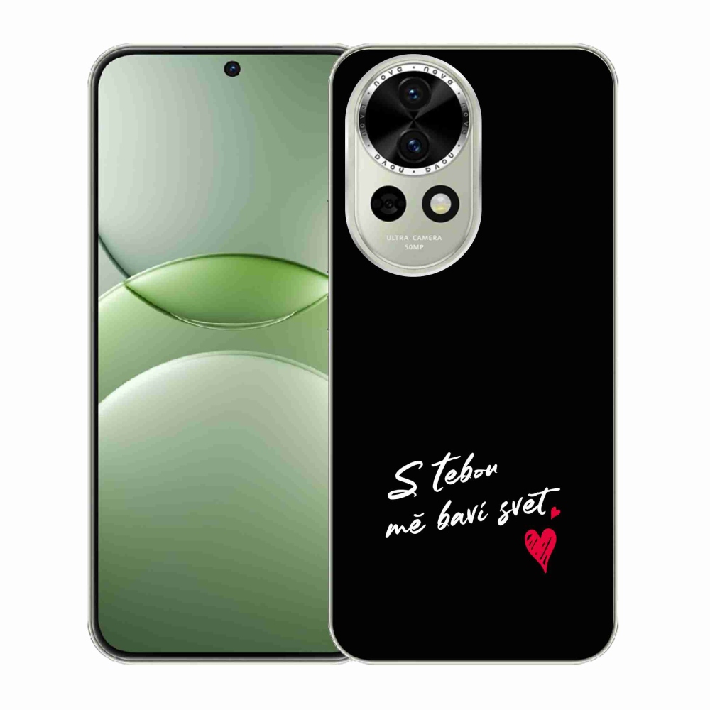 Gelový kryt mmCase na Huawei Nova 13 5G - zamilovaný text 1 černé pozadí