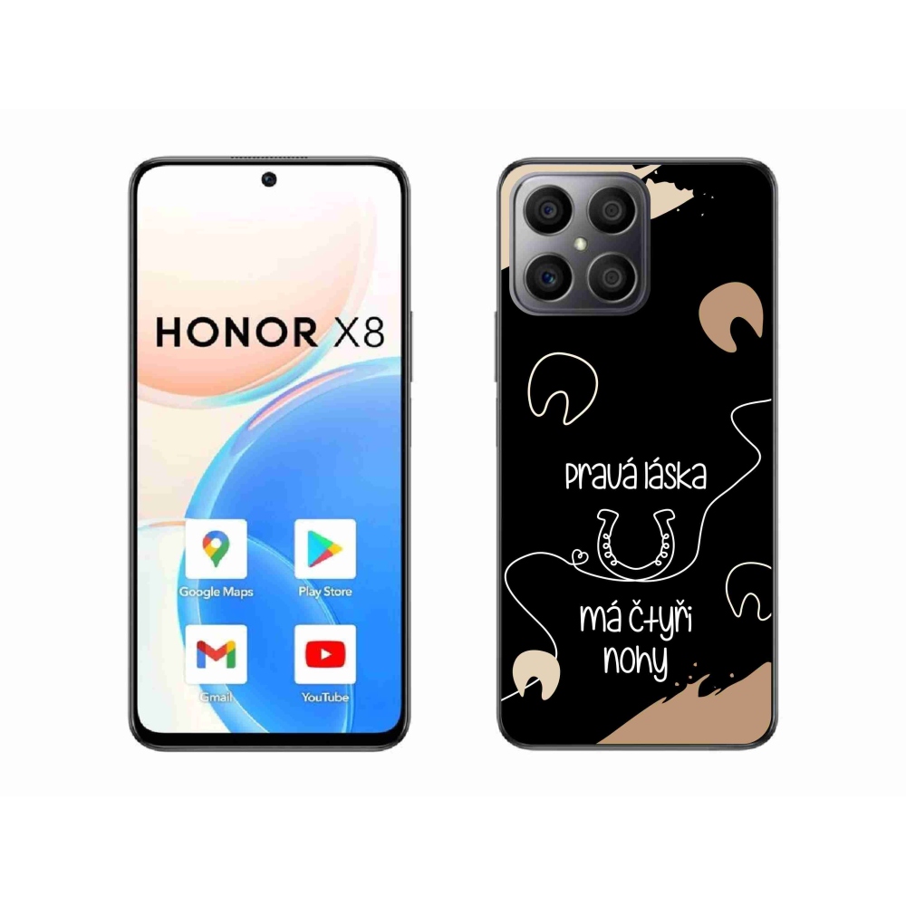Gelový kryt mmCase na Honor X8 4G - koňský motiv černé pozadí