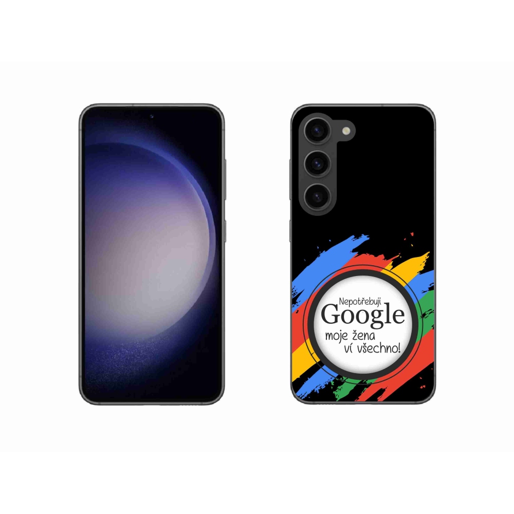 Gelový kryt mmCase na Samsung Galaxy S23 5G - žena ví všechno černé pozadí
