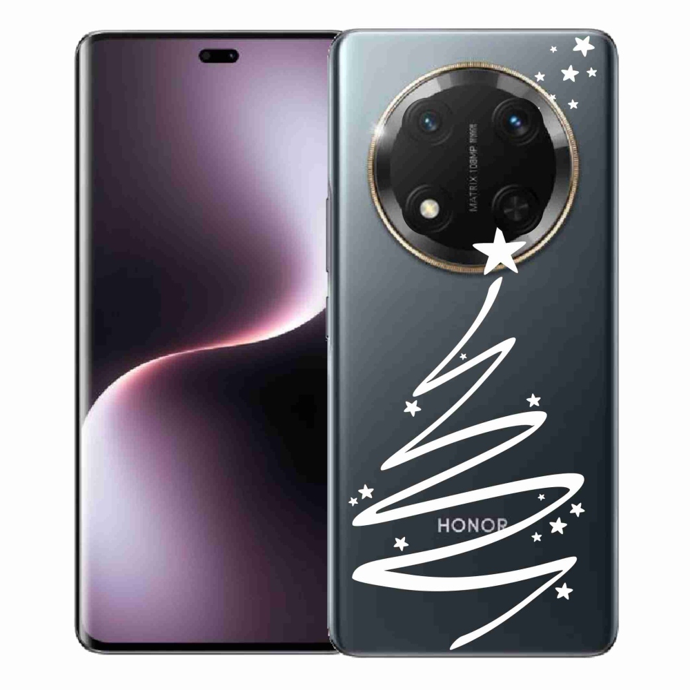 Gelový kryt mmCase na Honor Magic 7 Lite 5G - bílý stromeček na průhledném pozadí