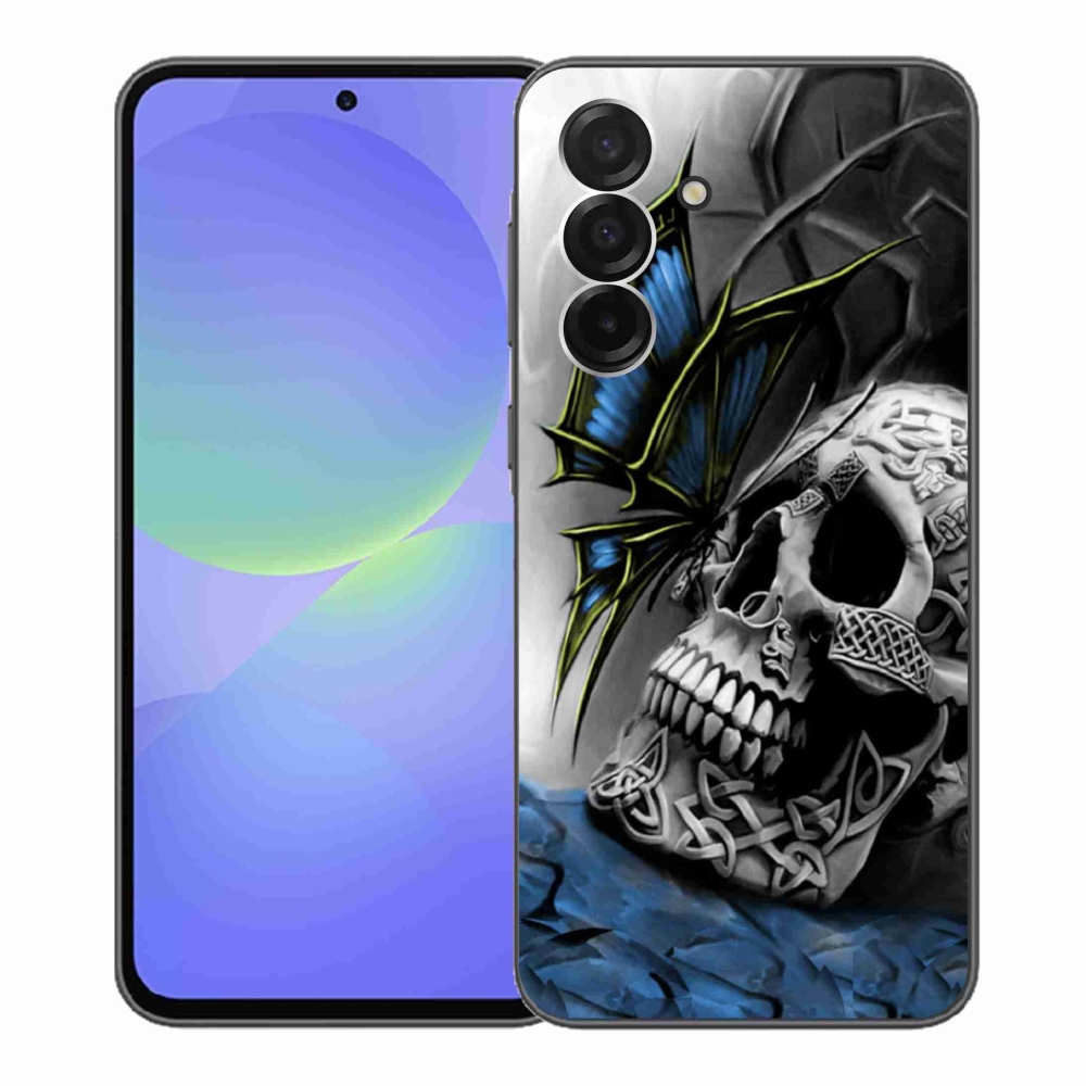 Gelový kryt mmCase na Samsung Galaxy A36 5G - motýl a lebka