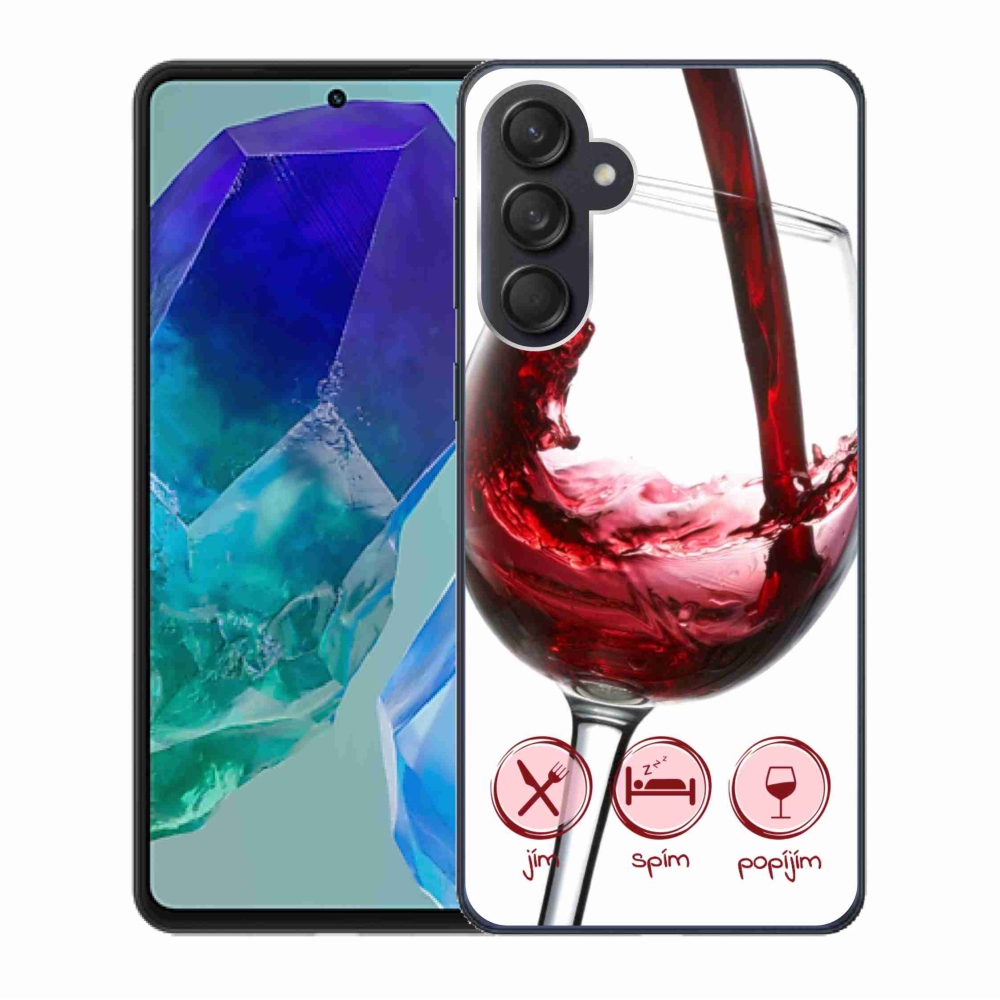 Gelový obal mmCase na Samsung Galaxy M55 5G - sklenička vína červené