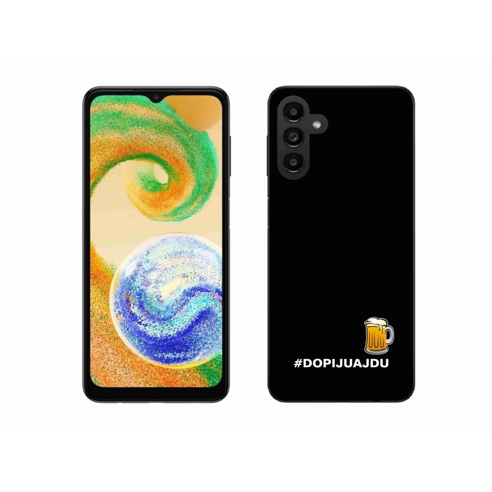 Gelový kryt mmCase na Samsung Galaxy A04s (164.7x76.7x9.1mm) - pivní motiv 1 černé pozadí