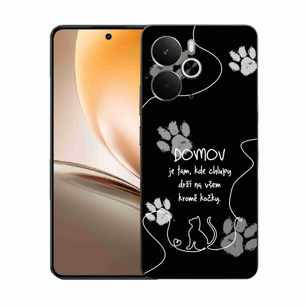 Gelový kryt mmCase na Realme 14 5G - kočičí motiv černé pozadí