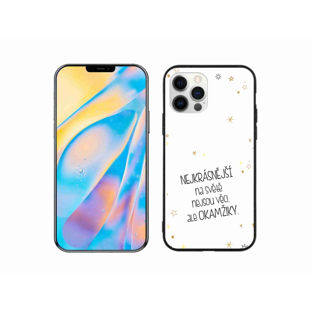 Gelový kryt mmCase na iPhone 12 Pro - citát 4 bílé pozadí