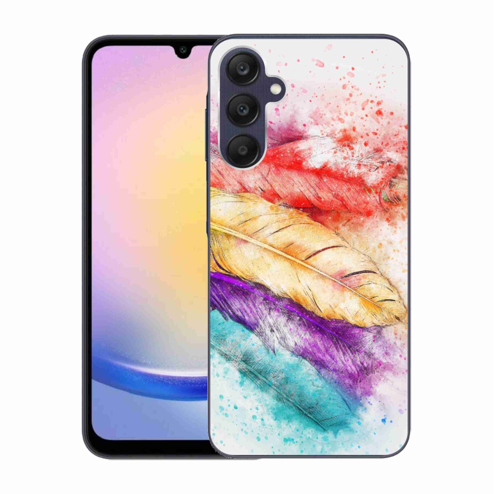Gelový kryt mmCase na Samsung Galaxy A25 5G - barevné peří