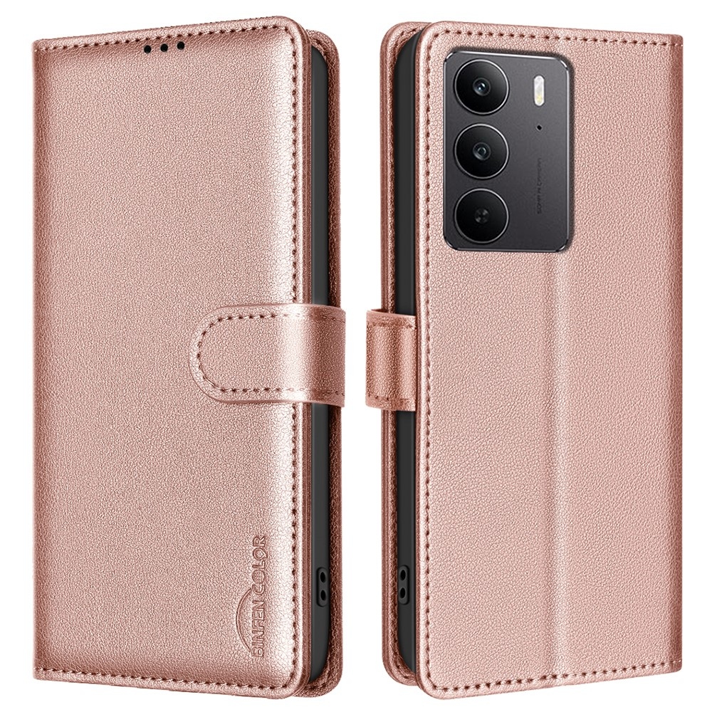 BINFEN knížkové pouzdro na Realme C75 - růžovozlaté