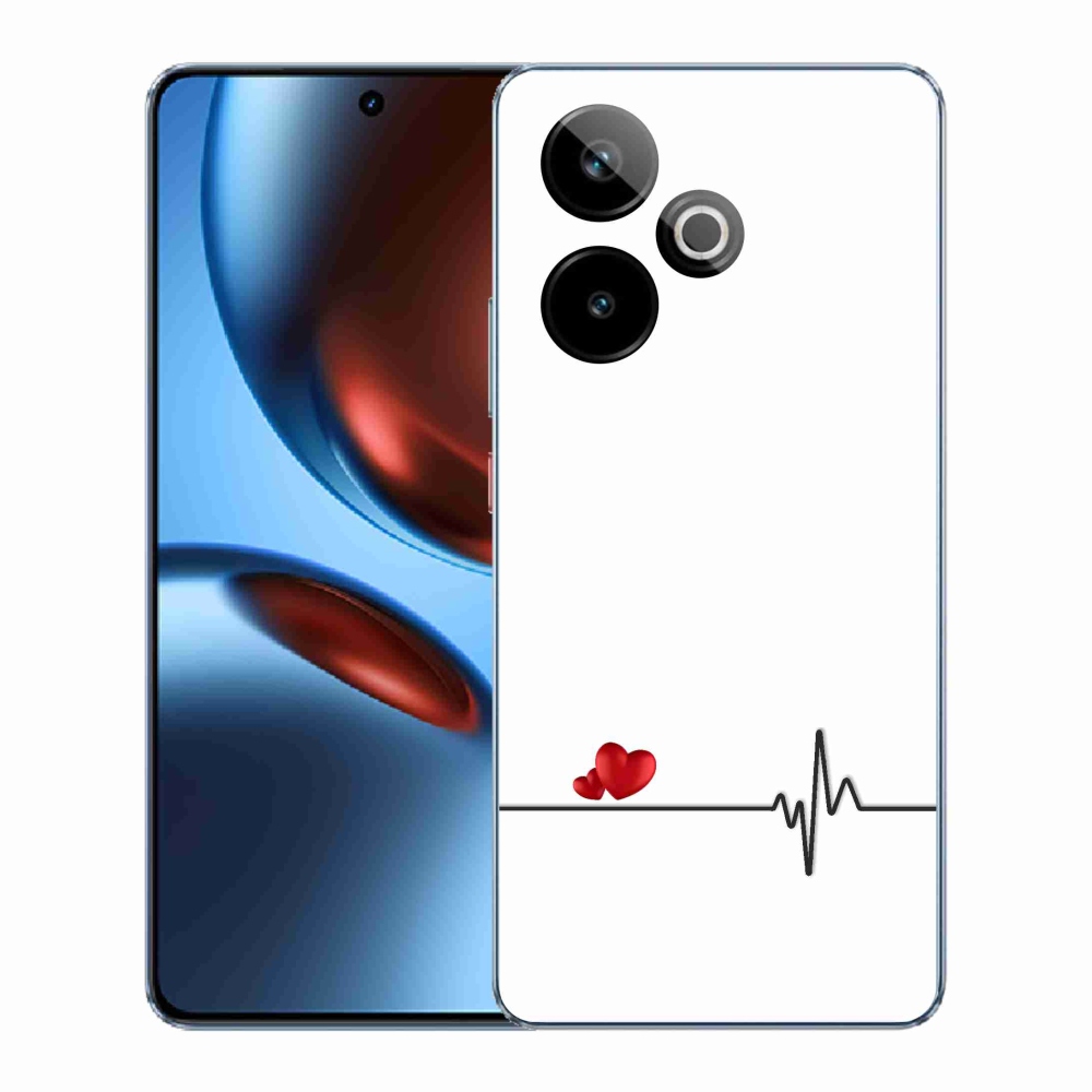 Gelový kryt mmCase na Realme GT 7 5G/GT 7T 5G - srdce a tep bílé pozadí