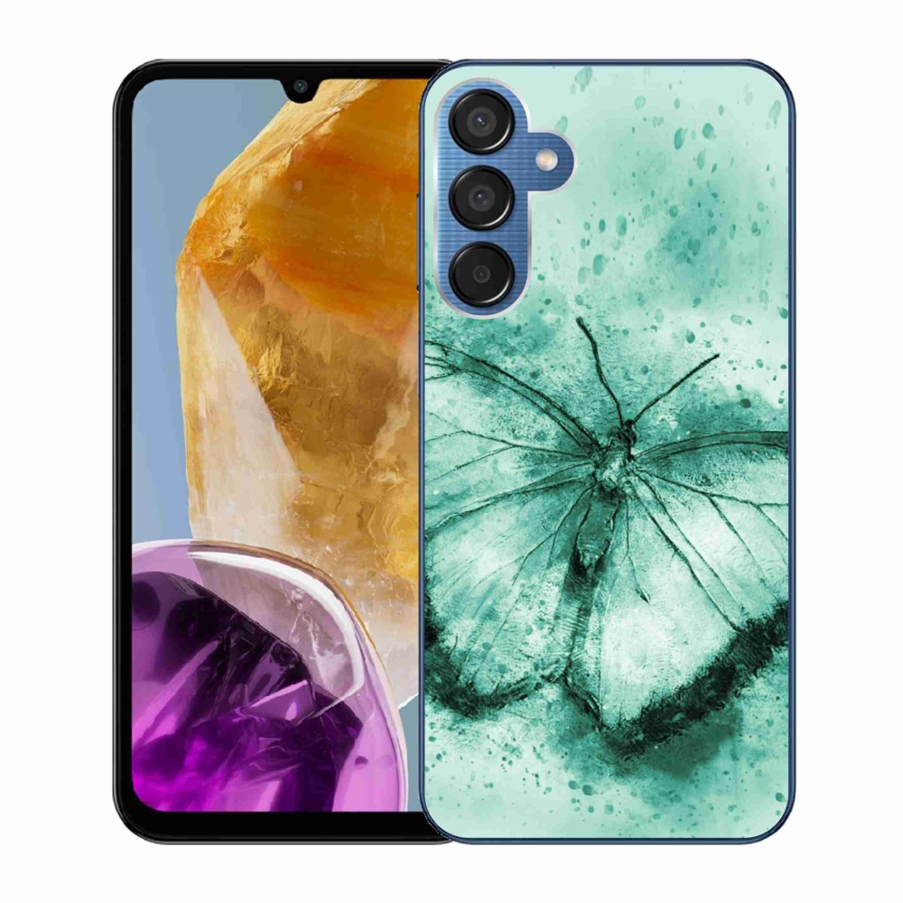 Gelový obal mmCase na Samsung Galaxy M15 5G - zelený motýl
