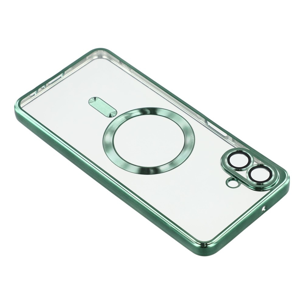 Clear obal s ochranou fotoaparátu a podporou MagSafe na Samsung Galaxy A07 4G - zelený