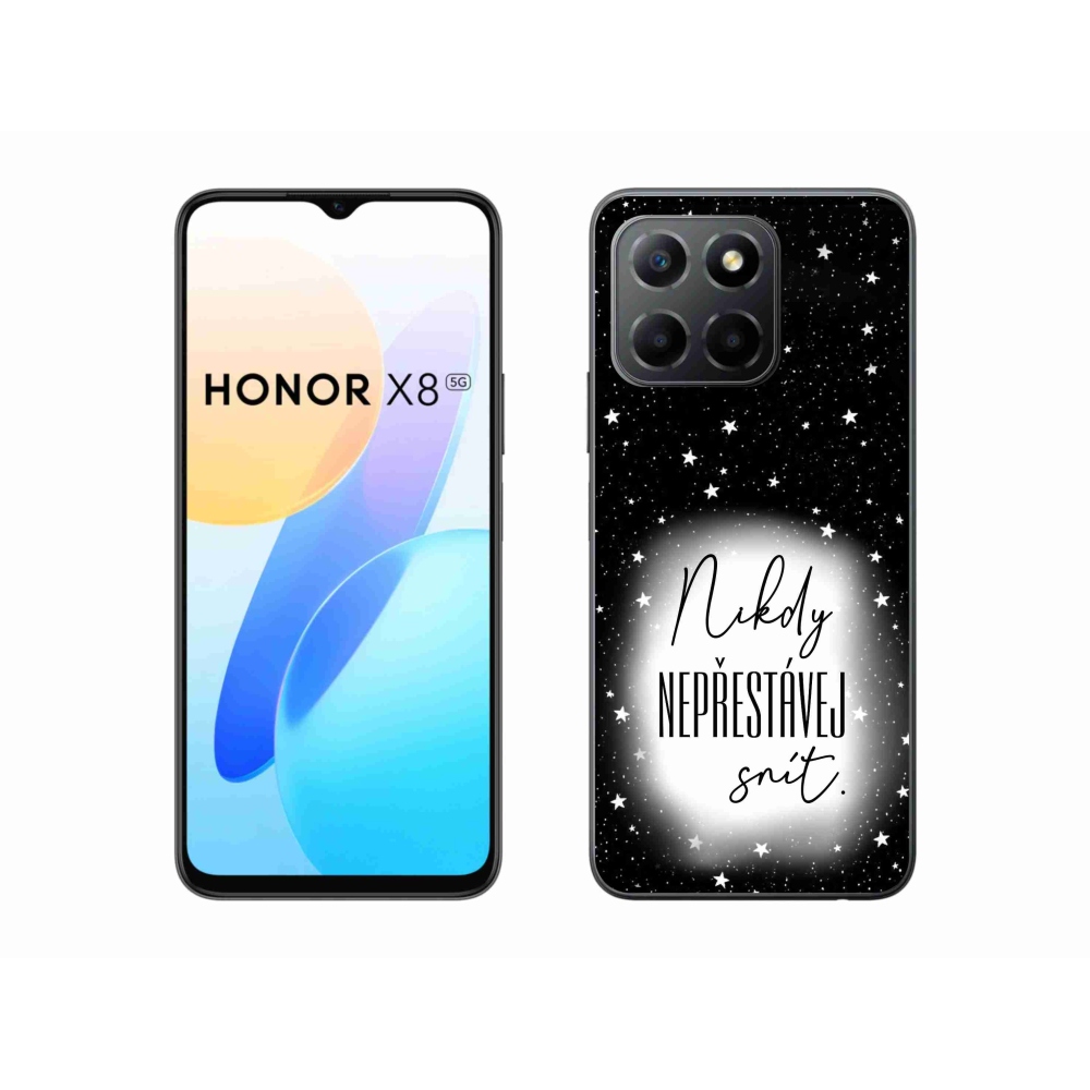 Gelový kryt mmCase na Honor X8 5G/Honor 70 Lite 5G - citát 1 bíločerné pozadí