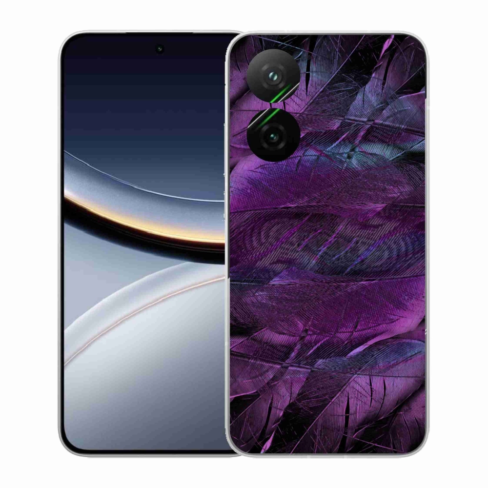 Gelový kryt mmCase na Xiaomi Poco F7 5G - fialová pírka