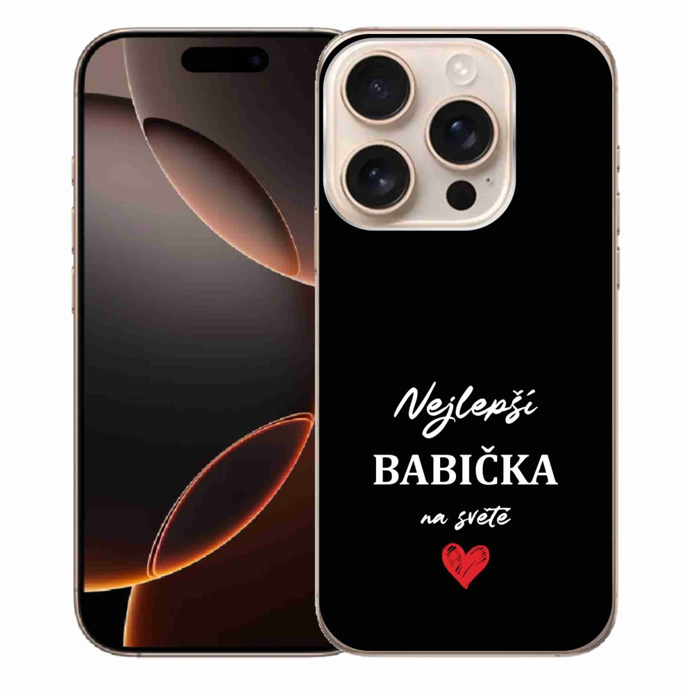 Gelový kryt mmCase na iPhone 16 Pro Max - nejlepší babička 1 černé pozadí