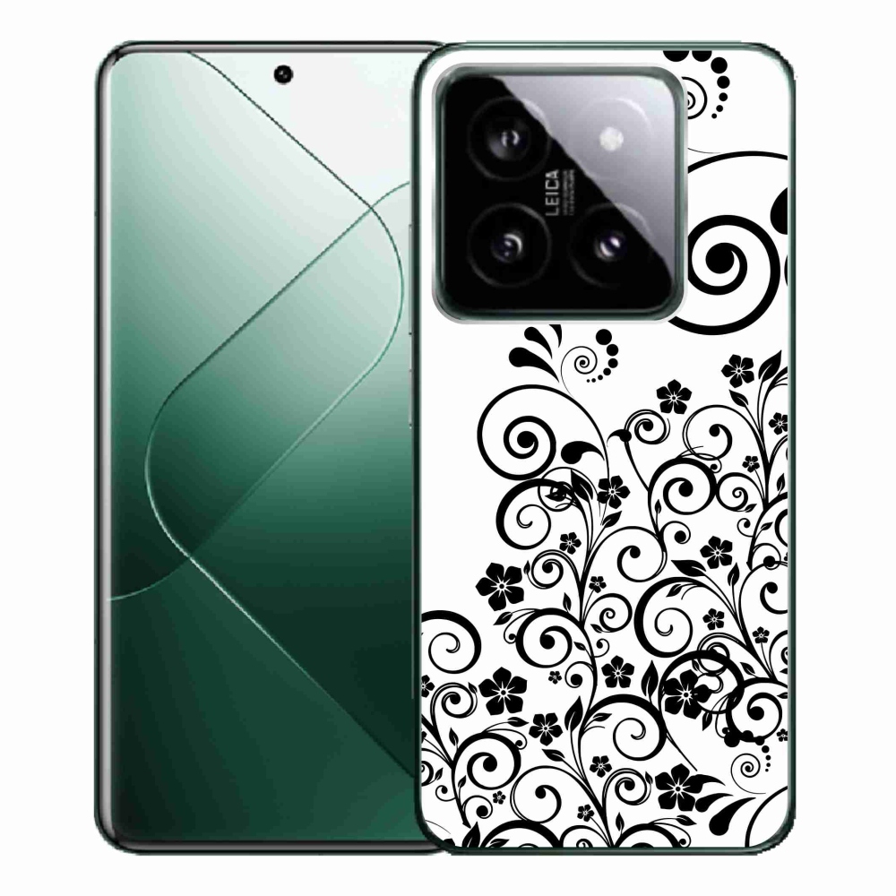 Gelový kryt mmCase na Xiaomi 14 Pro - černobílé květinové vzory