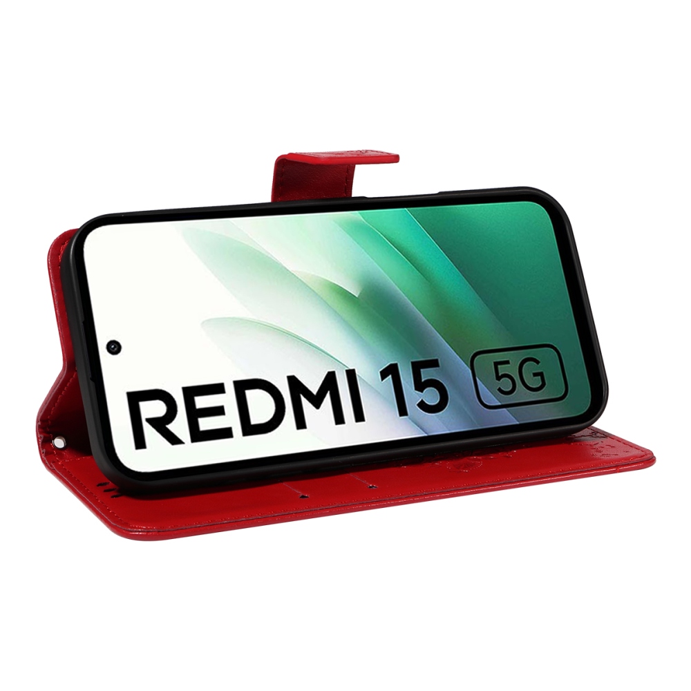Trees knížkové pouzdro na Xiaomi Redmi 15 4G (171mm) - červené