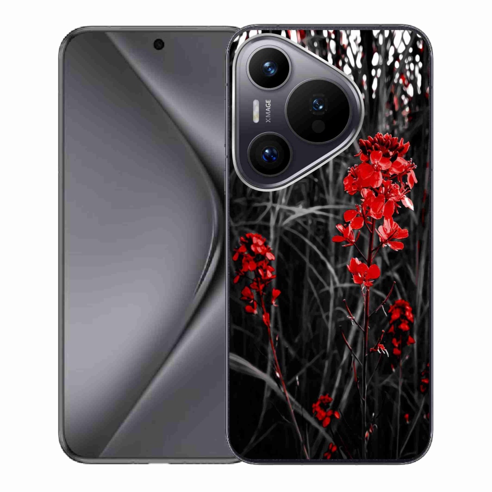 Gelový kryt mmCase na Huawei Pura 70 - červená rostlina