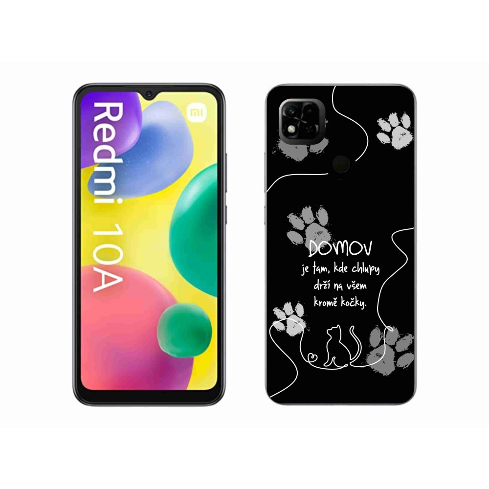 Gelový kryt mmCase na Xiaomi Redmi 10A - kočičí motiv černé pozadí