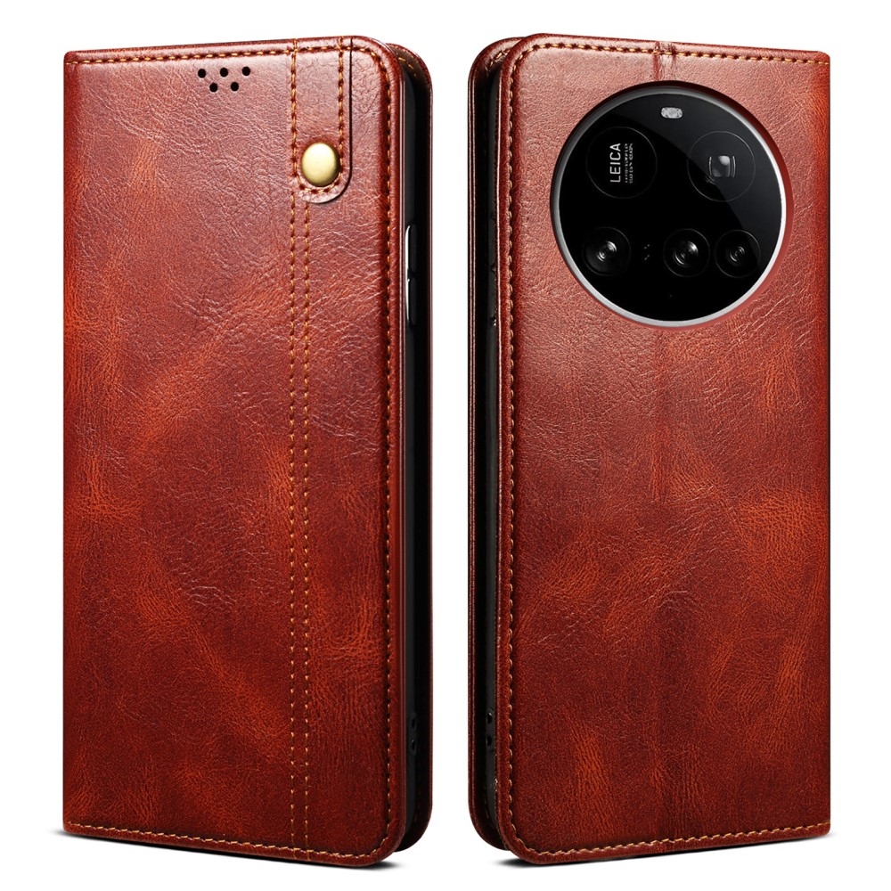 Waxy knížkové pouzdro na Xiaomi 15 Ultra - hnědé