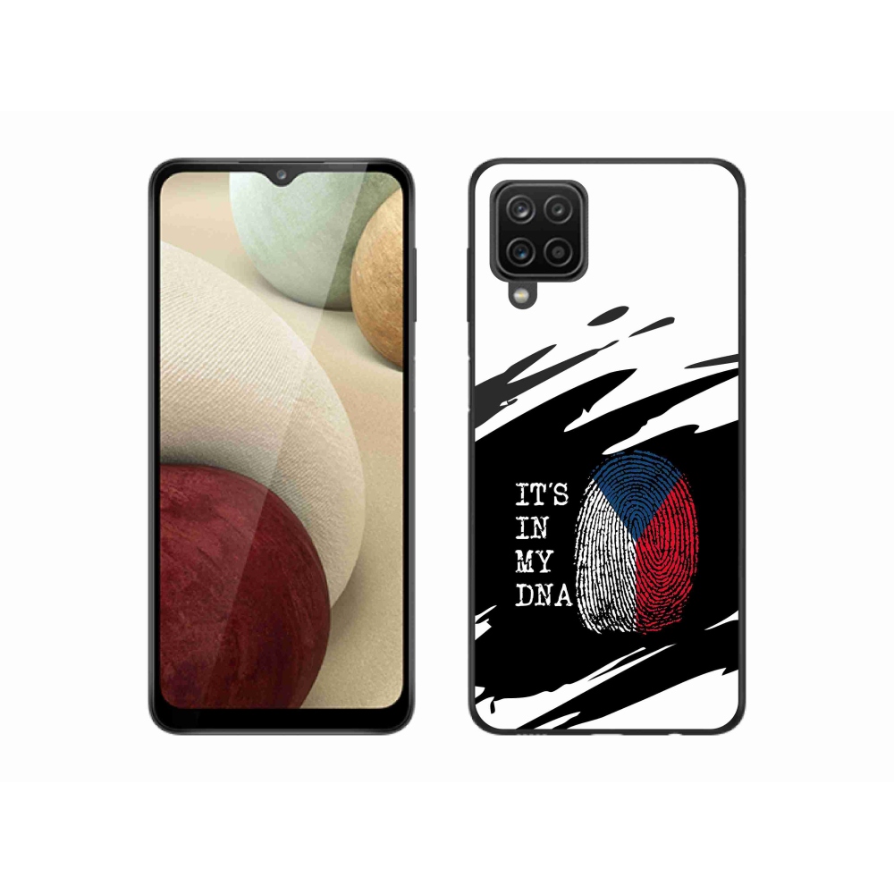Gelový kryt mmCase na Samsung Galaxy M12 - vlajka otisk prstu černobílé pozadí
