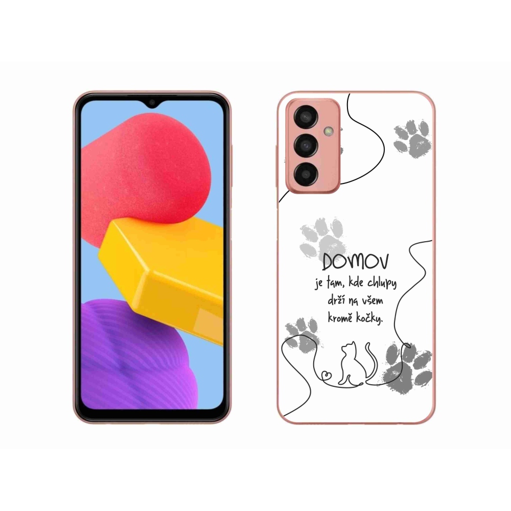 Gelový kryt mmCase na Samsung Galaxy M13 - kočičí motiv bílé pozadí