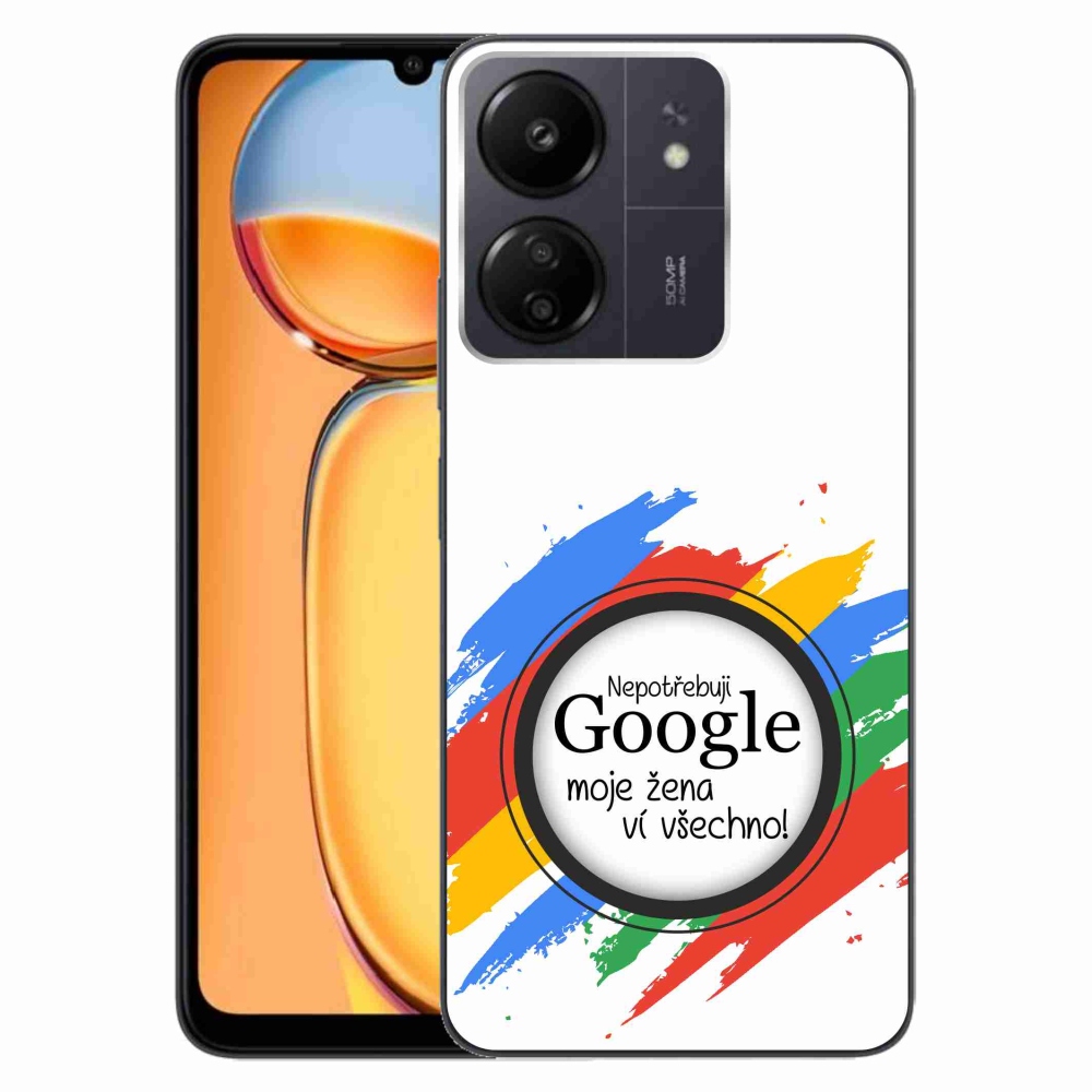 Gelový kryt mmCase na Xiaomi Poco C65/Redmi 13C - žena ví všechno bílé pozadí