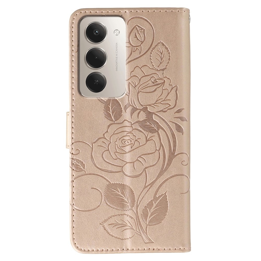 Roses knížkové pouzdro na Xiaomi Redmi 15 5G - růžovozlaté
