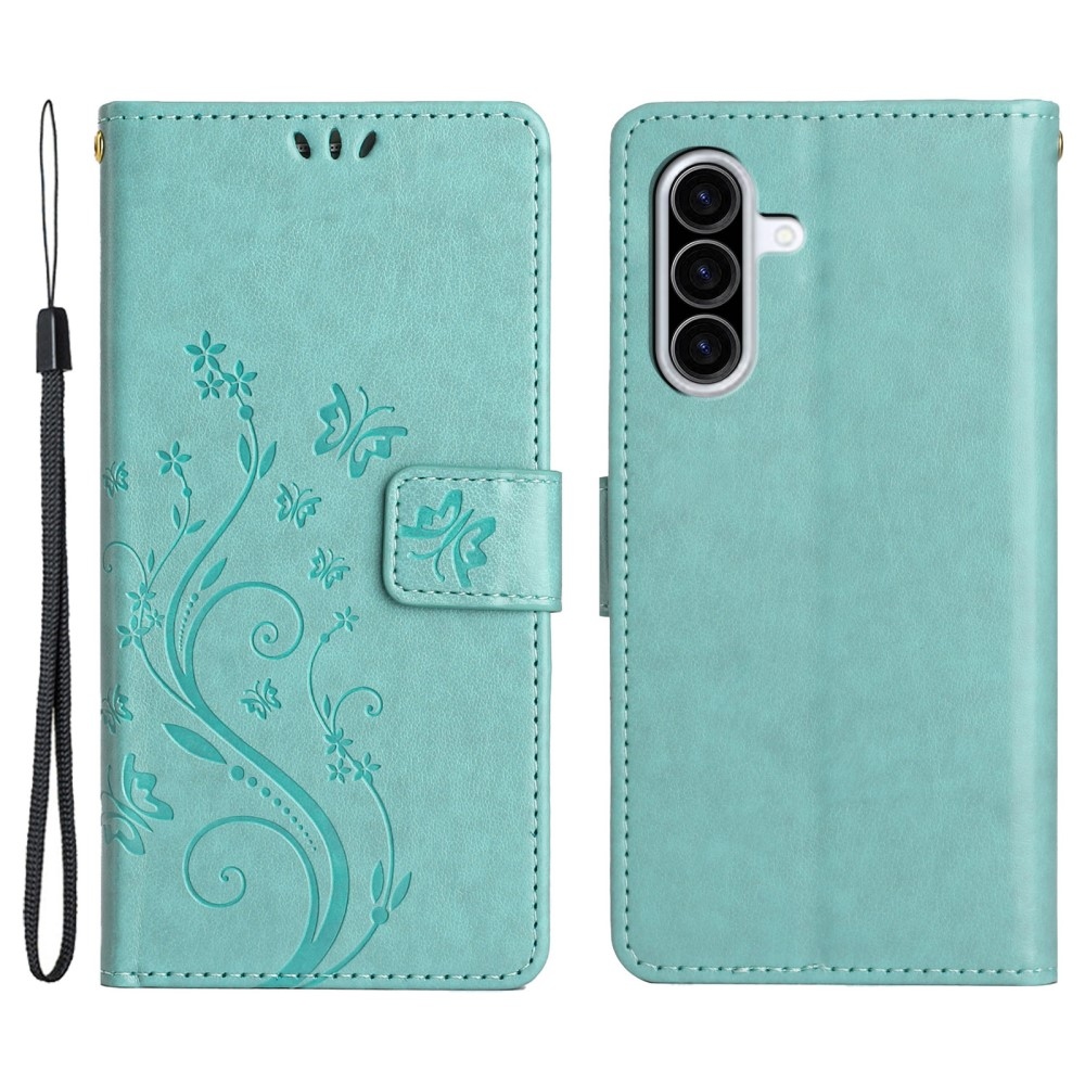 Flowers knížkové pouzdro na Samsung Galaxy A26 5G - modrozelené