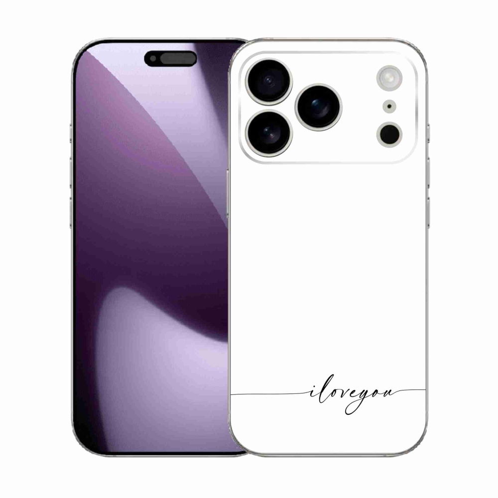 Gelový kryt mmCase na iPhone 17 Pro - I love you bílé pozadí